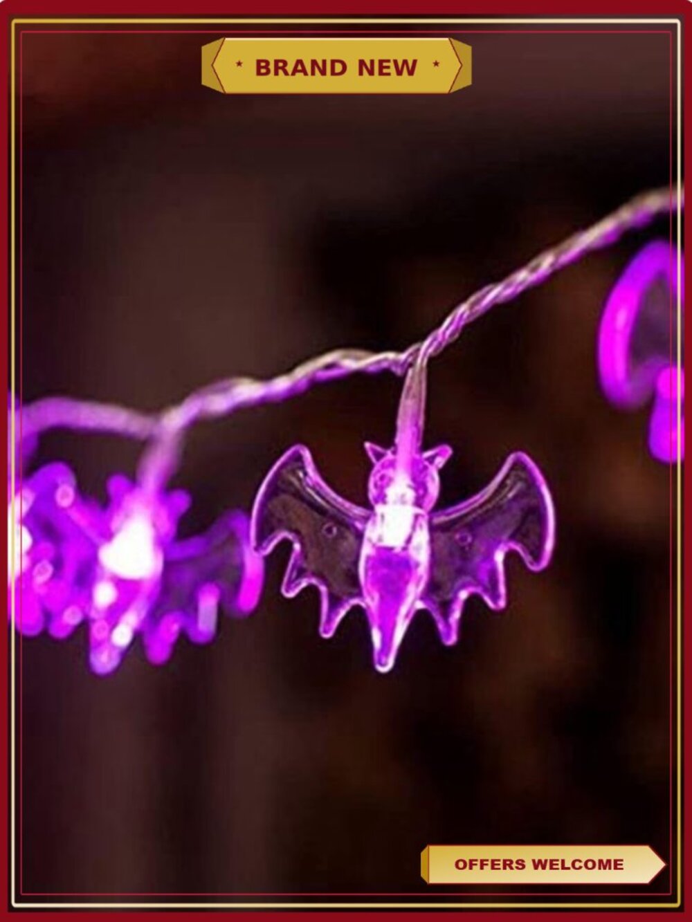 Halloween String Lights 10Ft 20 LED Battery Operated Bat Lights Party Decor